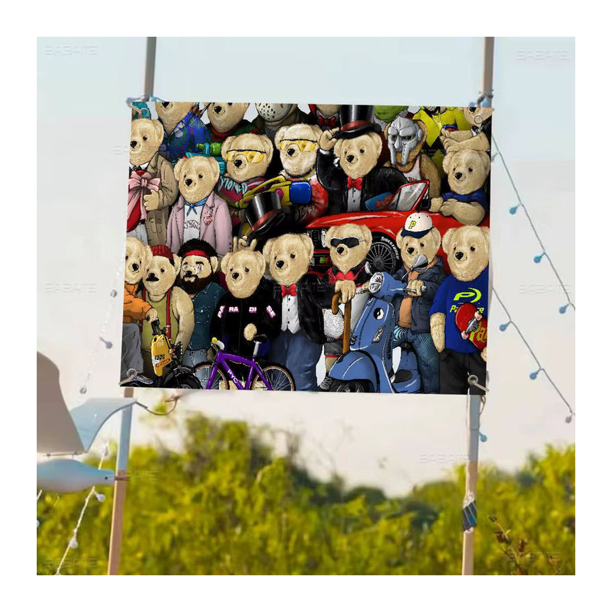 Potdemiel Stoffbanner mit Teddybär-Motiv in Science-Fiction-Optik, mehrfarbig, B/H: 70 x 50 cm - Bild 3