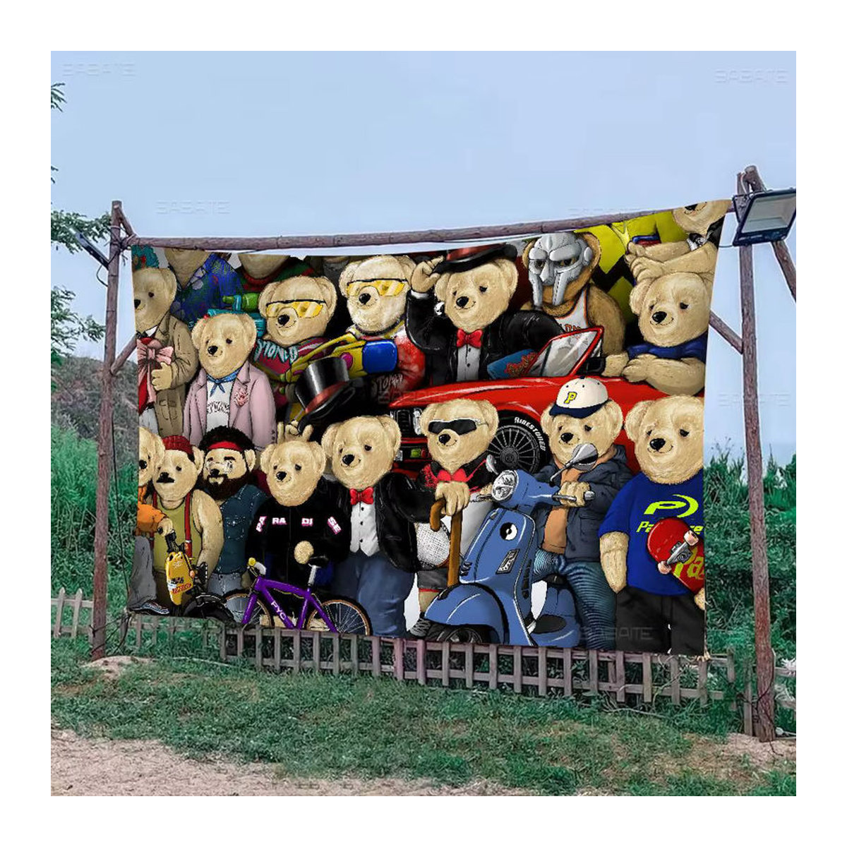 Potdemiel Stoffbanner mit Teddybär-Motiv in Science-Fiction-Optik, mehrfarbig, B/H: 70 x 50 cm - Bild 4