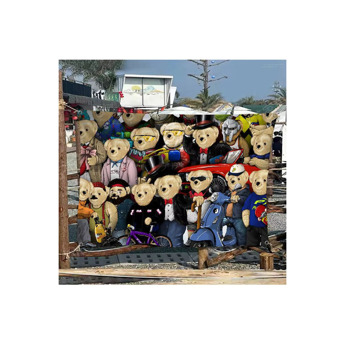 Potdemiel Stoffbanner mit Teddybär-Motiv in Science-Fiction-Optik, mehrfarbig, B/H: 70 x 50 cm - Bild 6