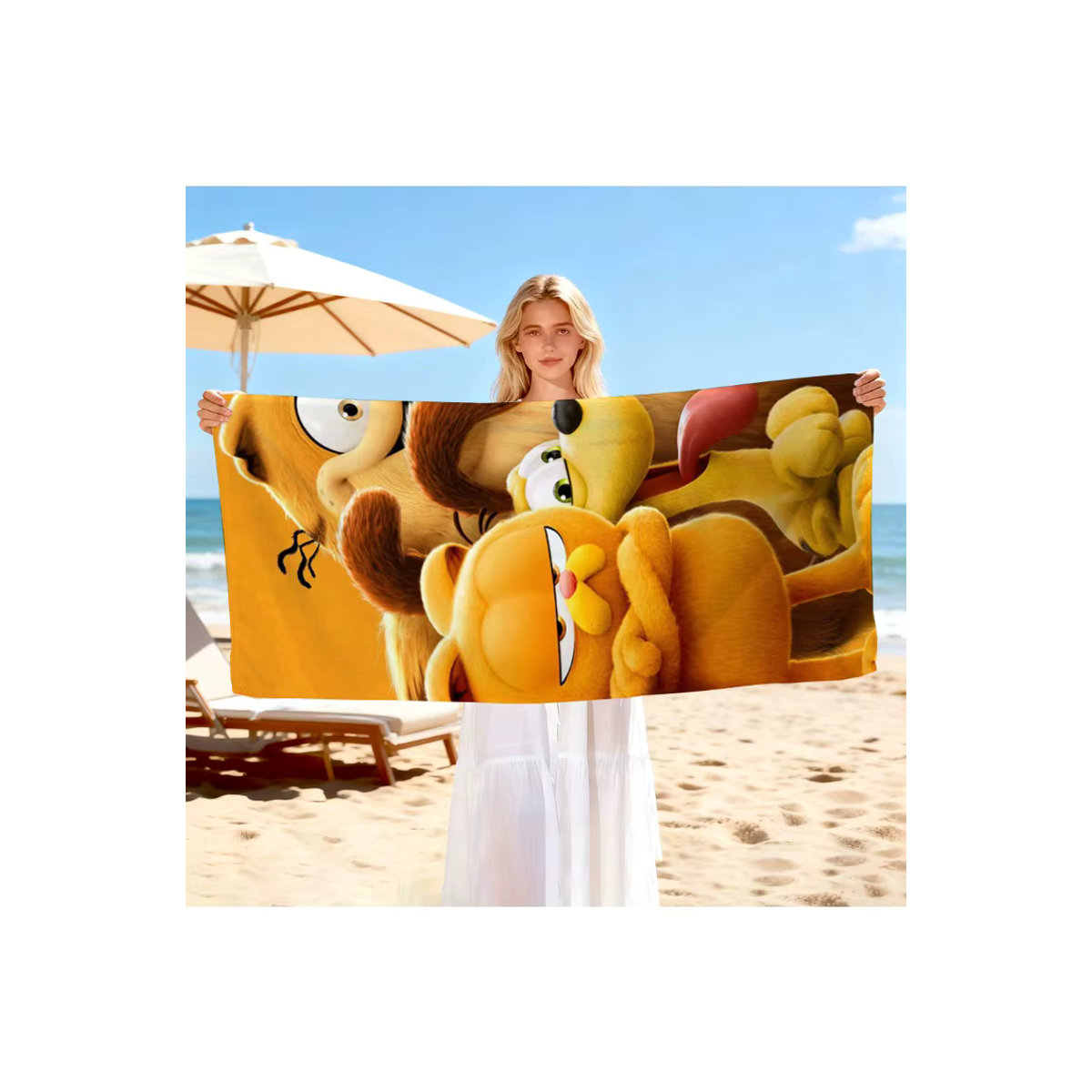 Potdemiel Strandtuch Garfieldcat in Gelb für Strand, Sauna und Reisen - Bild 3