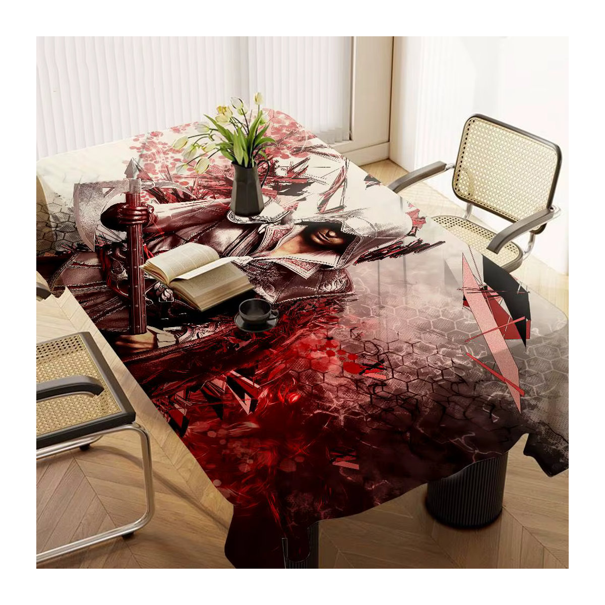 Potdemiel Tischdecke aus Polyester mit Game Assassins Creeds Design in Mehrfarbig für Küche, Esszimmer und Terrasse - Bild 2