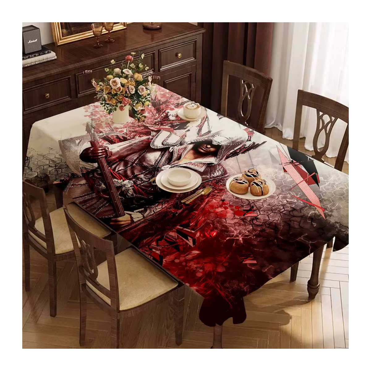 Potdemiel Tischdecke aus Polyester mit Game Assassins Creeds Design in Mehrfarbig für Küche, Esszimmer und Terrasse - Bild 3