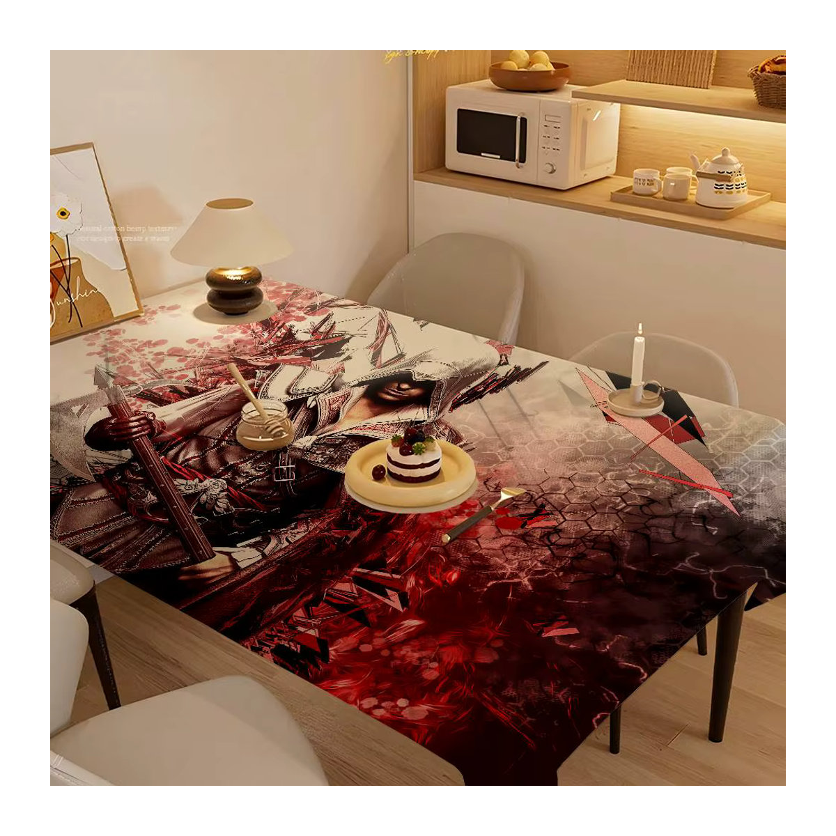 Potdemiel Tischdecke aus Polyester mit Game Assassins Creeds Design in Mehrfarbig für Küche, Esszimmer und Terrasse - Bild 5