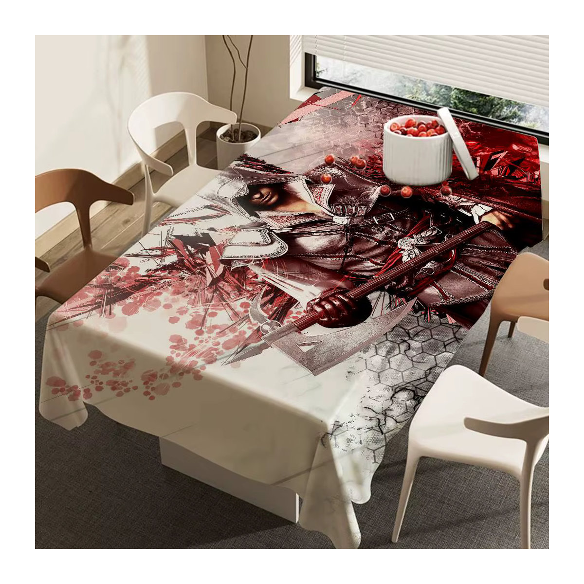 Potdemiel Tischdecke aus Polyester mit Game Assassins Creeds Design in Mehrfarbig für Küche, Esszimmer und Terrasse - Bild 6