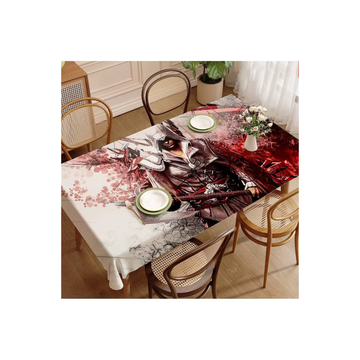 Potdemiel Tischdecke aus Polyester mit Game Assassins Creeds Design in Mehrfarbig für Küche, Esszimmer und Terrasse - Bild 7