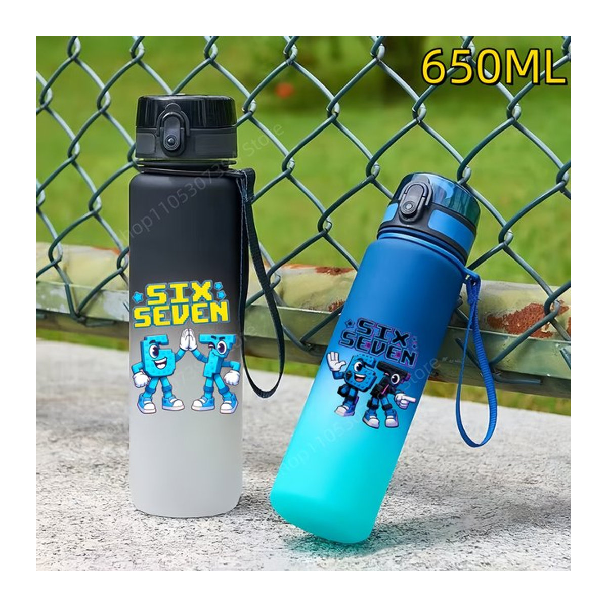 Potdemiel Tragbare Fitness-Trinkflasche mit Shaker-Funktion für Outdoor, Reise und Büro, Bunt, 650 ml - Bild 1