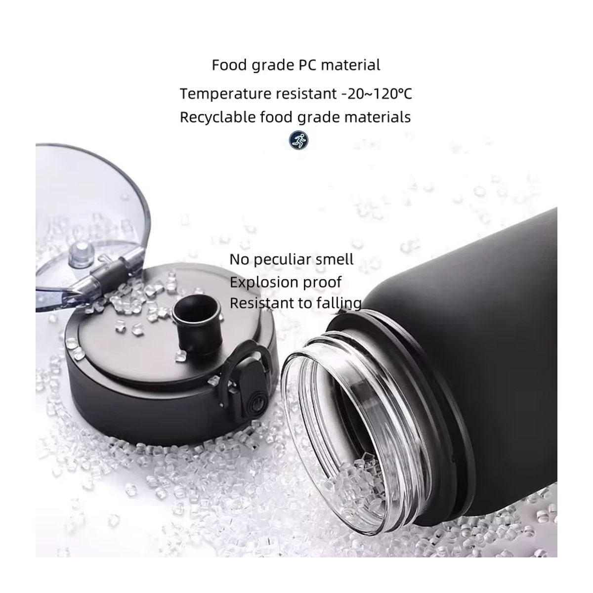Potdemiel Tragbare Fitness-Trinkflasche mit Shaker-Funktion für Outdoor, Reise und Büro, Bunt, 650 ml - Bild 3