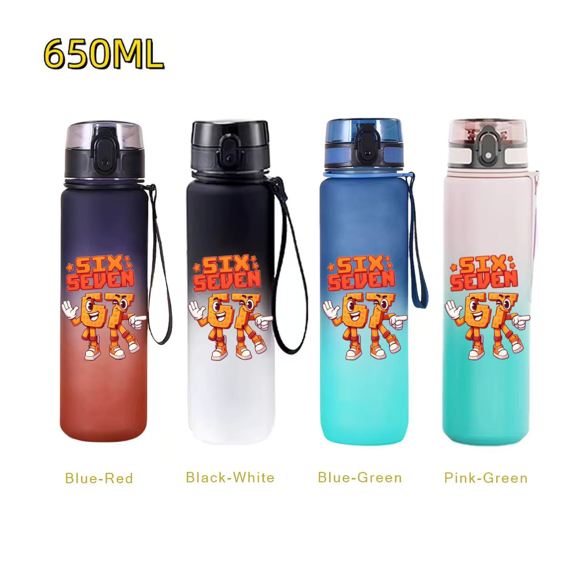 Potdemiel Tragbare Fitness-Trinkflasche mit Shaker-Funktion für Outdoor, Reise und Büro, Bunt, 650 ml - Bild 4