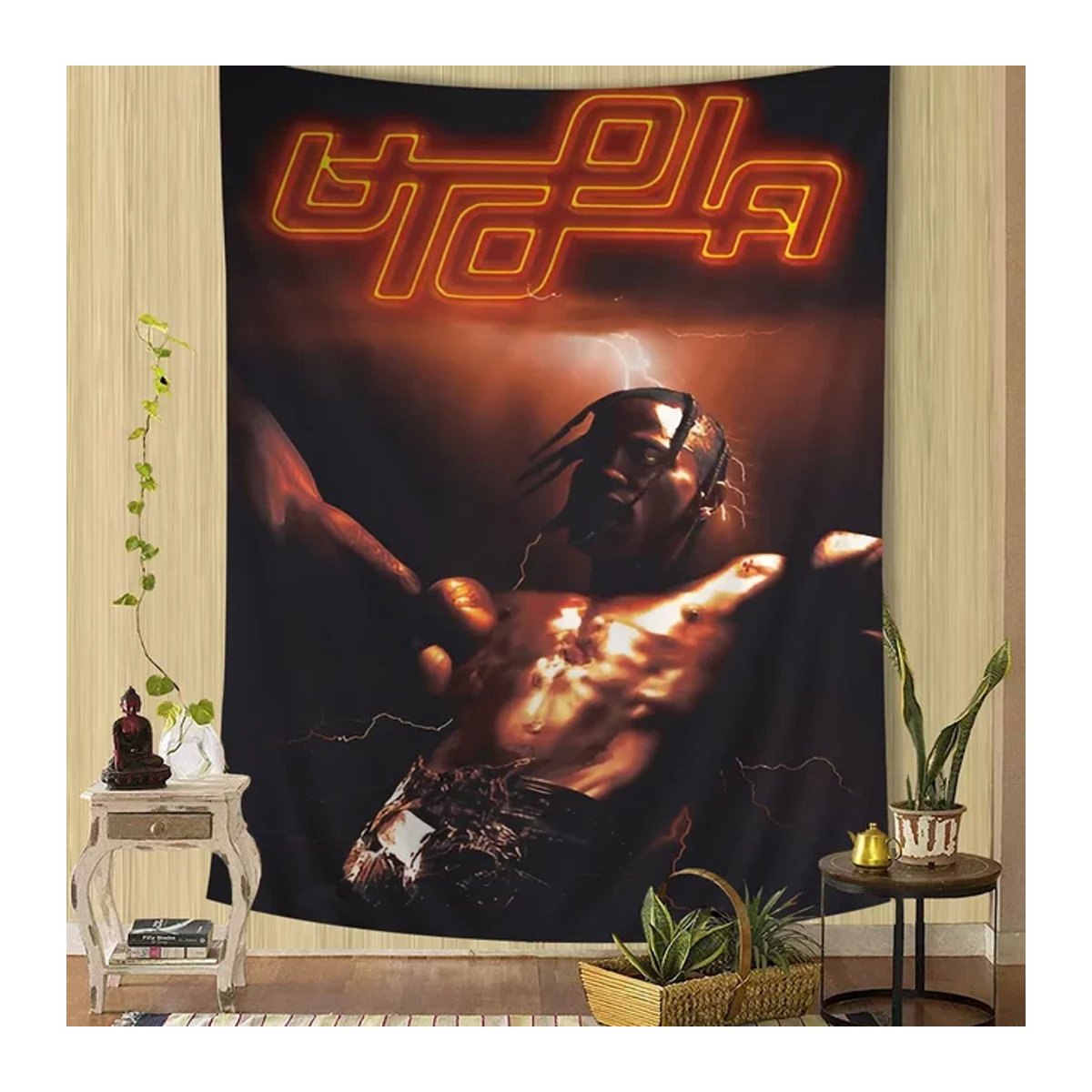 Potdemiel Utopie Album Cover Wandbehang Bohemian Tapisserie in Mehrfarbig, B/H: 110 x 60 cm - Bild 1