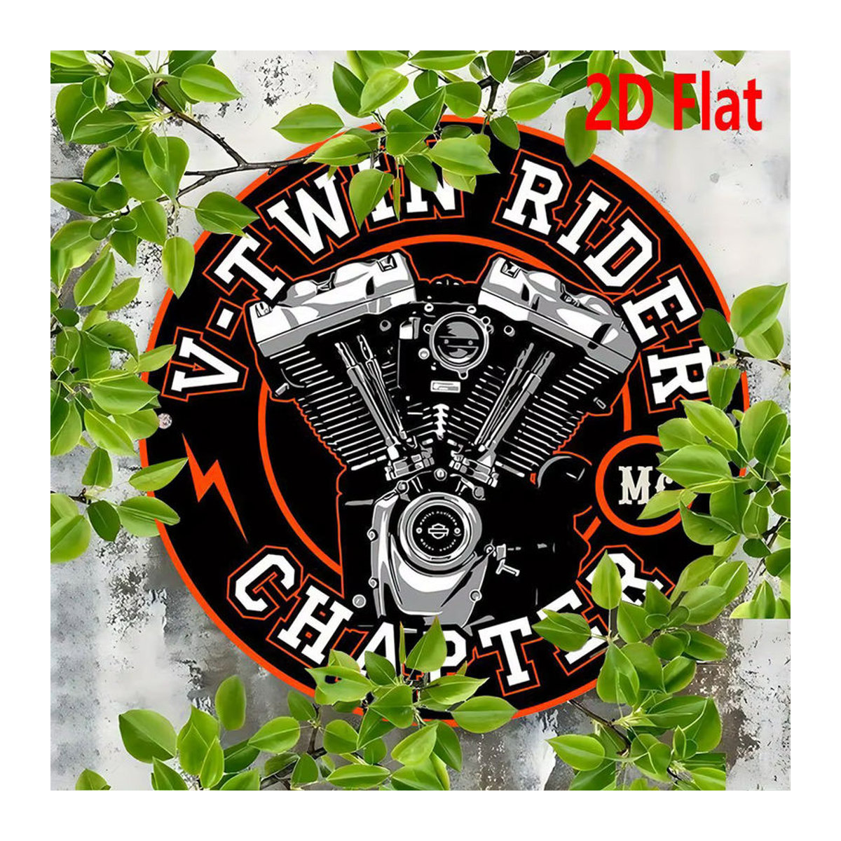 Potdemiel V-Twin Rider Rundes Aluminiumschild Motorrad-Logo in Schwarz und Orange, Durchmesser: 20,32 cm - Bild 4
