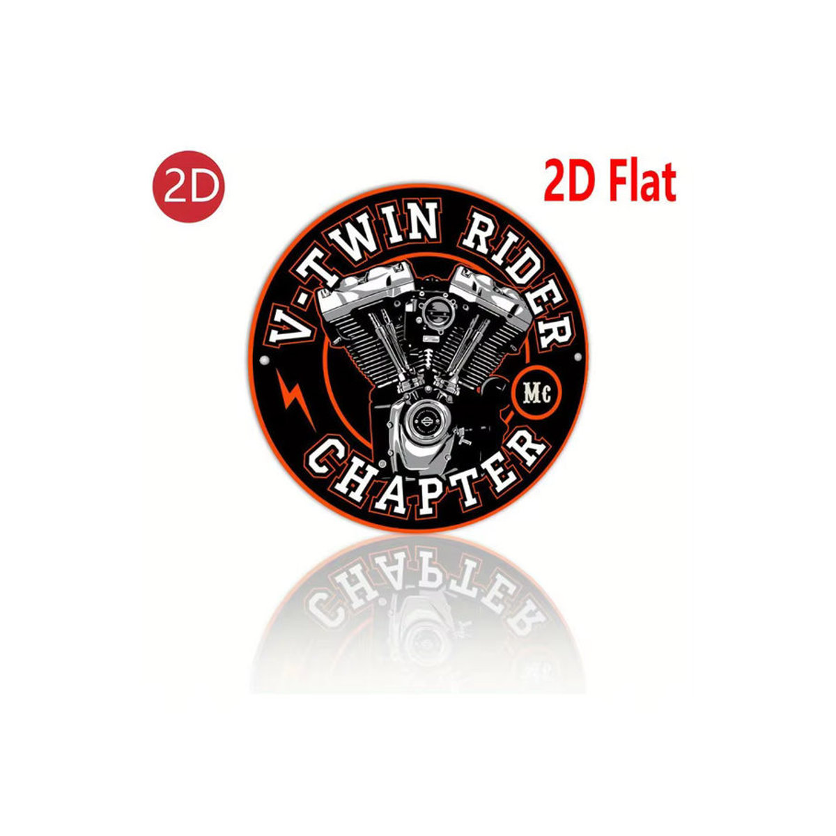 Potdemiel V-Twin Rider Rundes Aluminiumschild Motorrad-Logo in Schwarz und Orange, Durchmesser: 20,32 cm - Bild 7