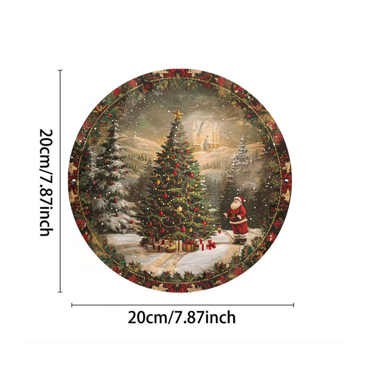 Potdemiel Vintage Aluminium-Blechschild Santa's Gift Night Weihnachtsdekoration, mehrfarbig, quadratisch, B/B: 20,3 x 20,3 cm - Bild 2