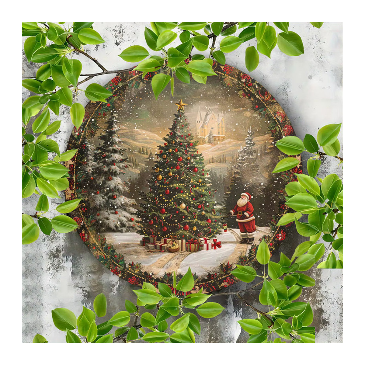 Potdemiel Vintage Aluminium-Blechschild Santa's Gift Night Weihnachtsdekoration, mehrfarbig, quadratisch, B/B: 20,3 x 20,3 cm - Bild 3