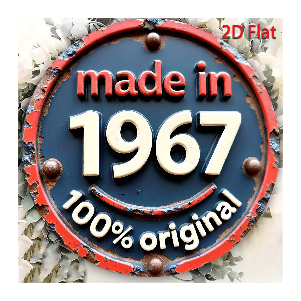 Potdemiel Vintage Aluminium-Wandschild Made in 1967, rundes Metall-Dekor in Rot und Schwarz, Durchmesser: 20,32 cm - Bild 3