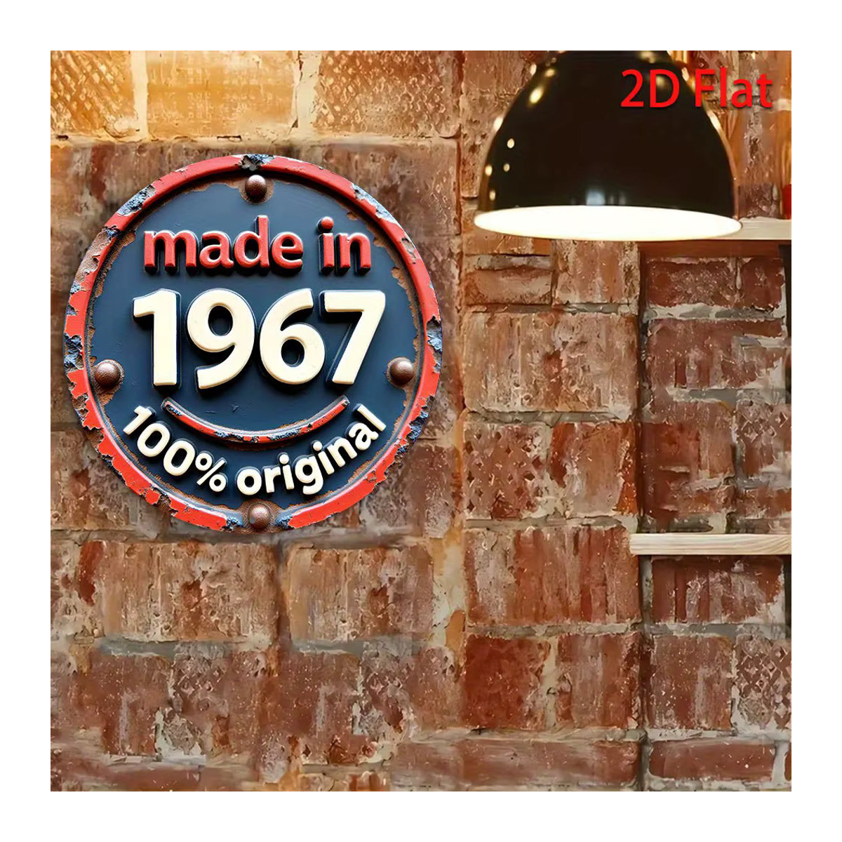 Potdemiel Vintage Aluminium-Wandschild Made in 1967, rundes Metall-Dekor in Rot und Schwarz, Durchmesser: 20,32 cm - Bild 5
