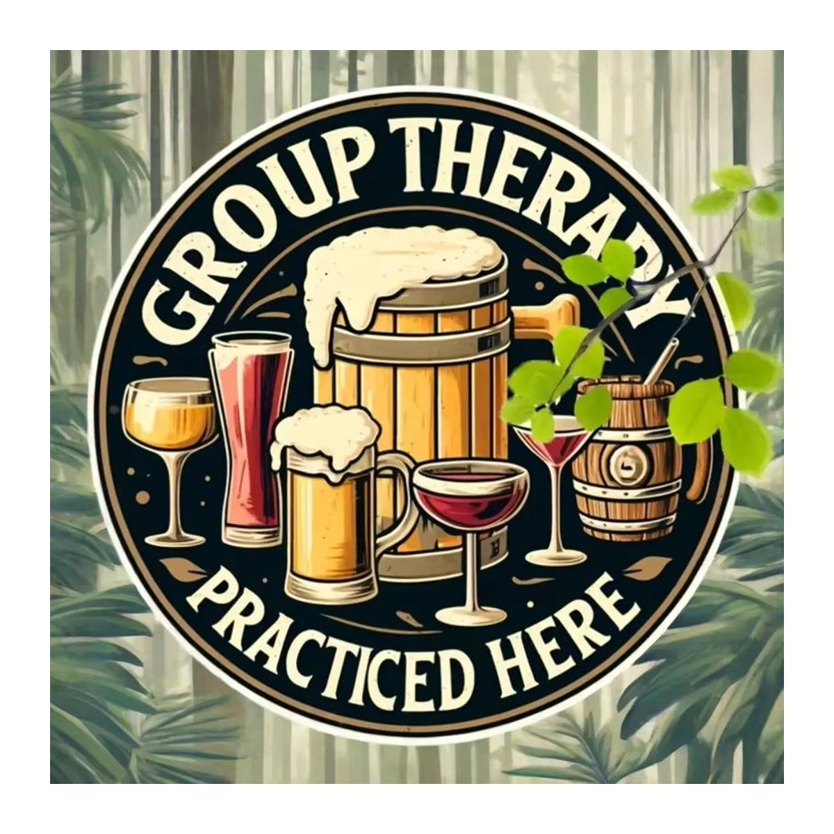 Potdemiel Vintage Aluminiumschild Gruppe Therapie hier übt Metallkunstposter Schwarz Quadratisch - Bild 4