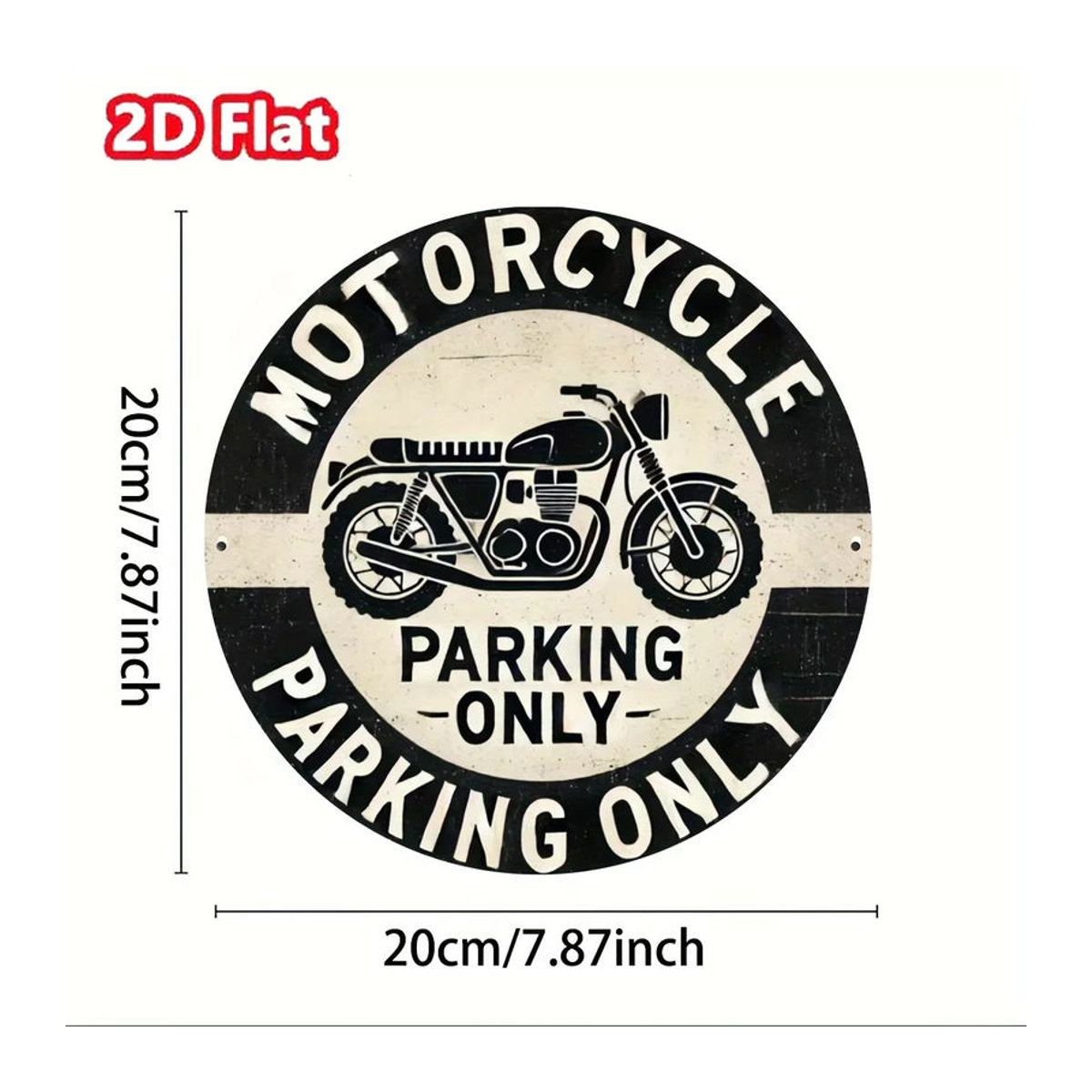 Potdemiel Vintage-Aluminiumschild Motorrad-Parkplatz als mehrfarbige Metall-Dekoration für die Garage, rund, wandmontiert - Bild 2