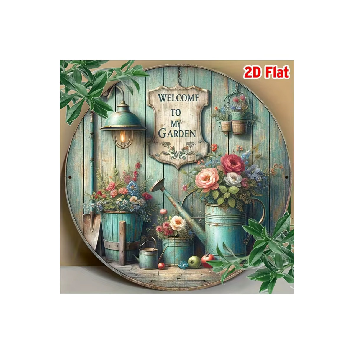 Potdemiel Vintage Aluminiumschild Welcome to My Garden, rund, mehrfarbig, Durchmesser: 20,32 cm - Bild 7