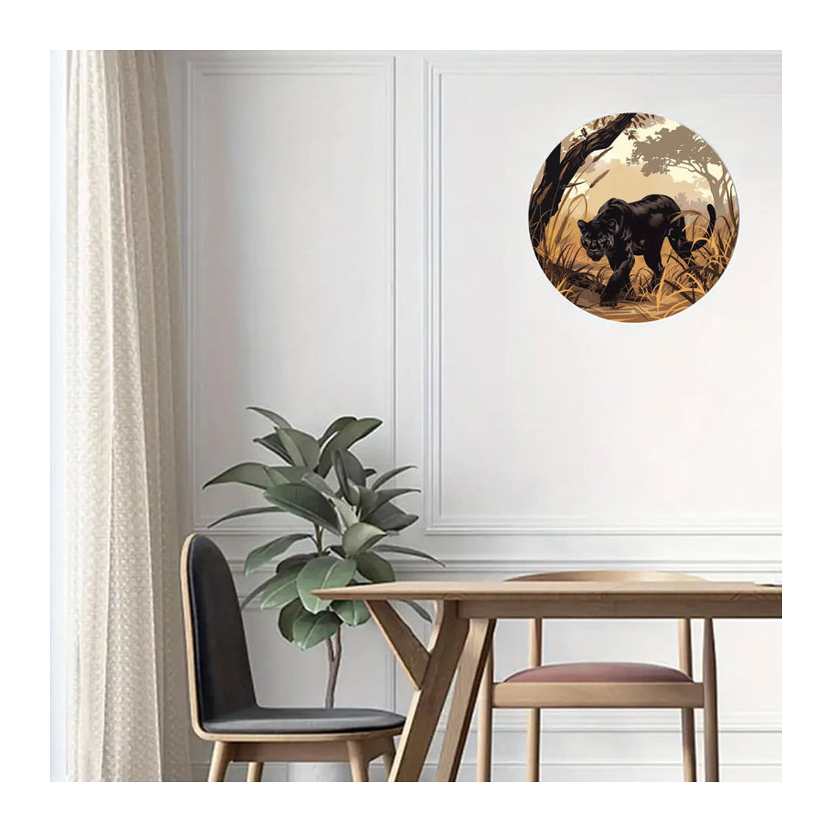 Potdemiel Vintage Black Panther Rundes Aluminium-Wandkunstschild, Schwarz und Mehrfarbig, Durchmesser: 20,3 cm - Bild 6