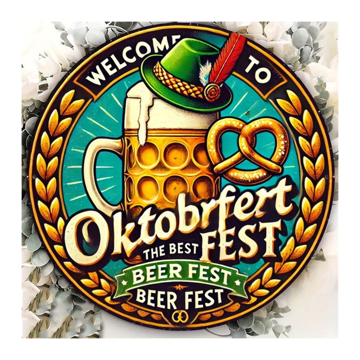 Potdemiel Vintage-Blechgemälde Oktoberfest Willkommen Best Beer Festival, mehrfarbig, B/H: 20 x 20 cm - Bild 1