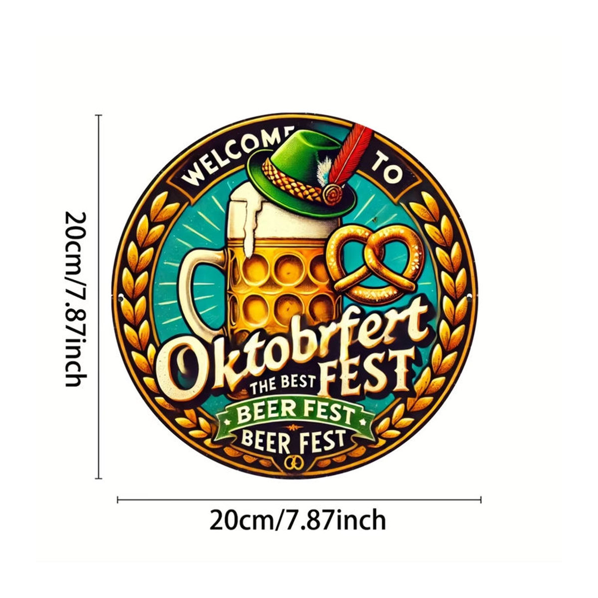 Potdemiel Vintage-Blechgemälde Oktoberfest Willkommen Best Beer Festival, mehrfarbig, B/H: 20 x 20 cm - Bild 2
