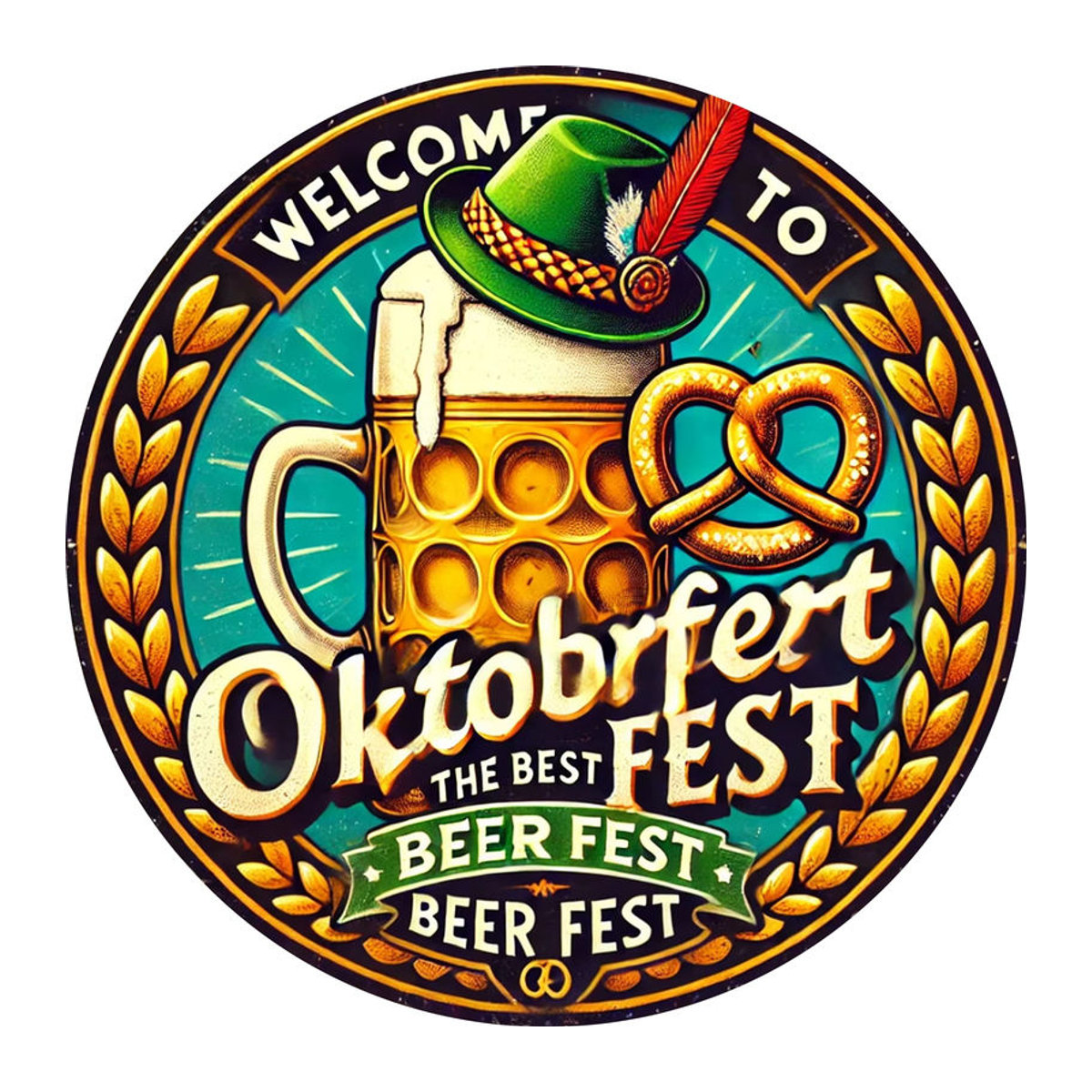 Potdemiel Vintage-Blechgemälde Oktoberfest Willkommen Best Beer Festival, mehrfarbig, B/H: 20 x 20 cm - Bild 3