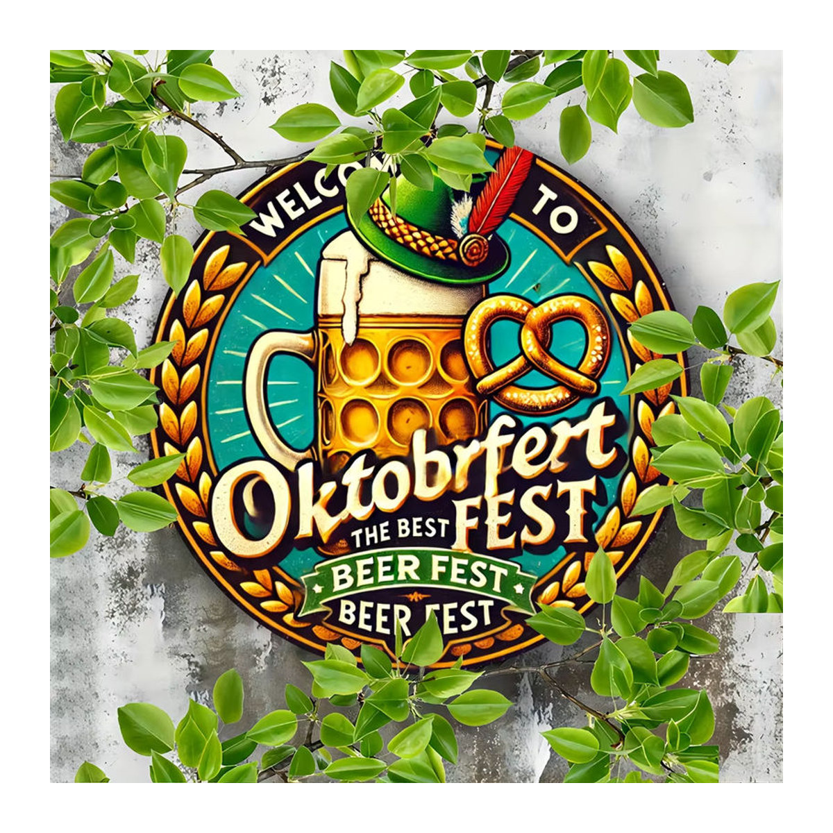 Potdemiel Vintage-Blechgemälde Oktoberfest Willkommen Best Beer Festival, mehrfarbig, B/H: 20 x 20 cm - Bild 6