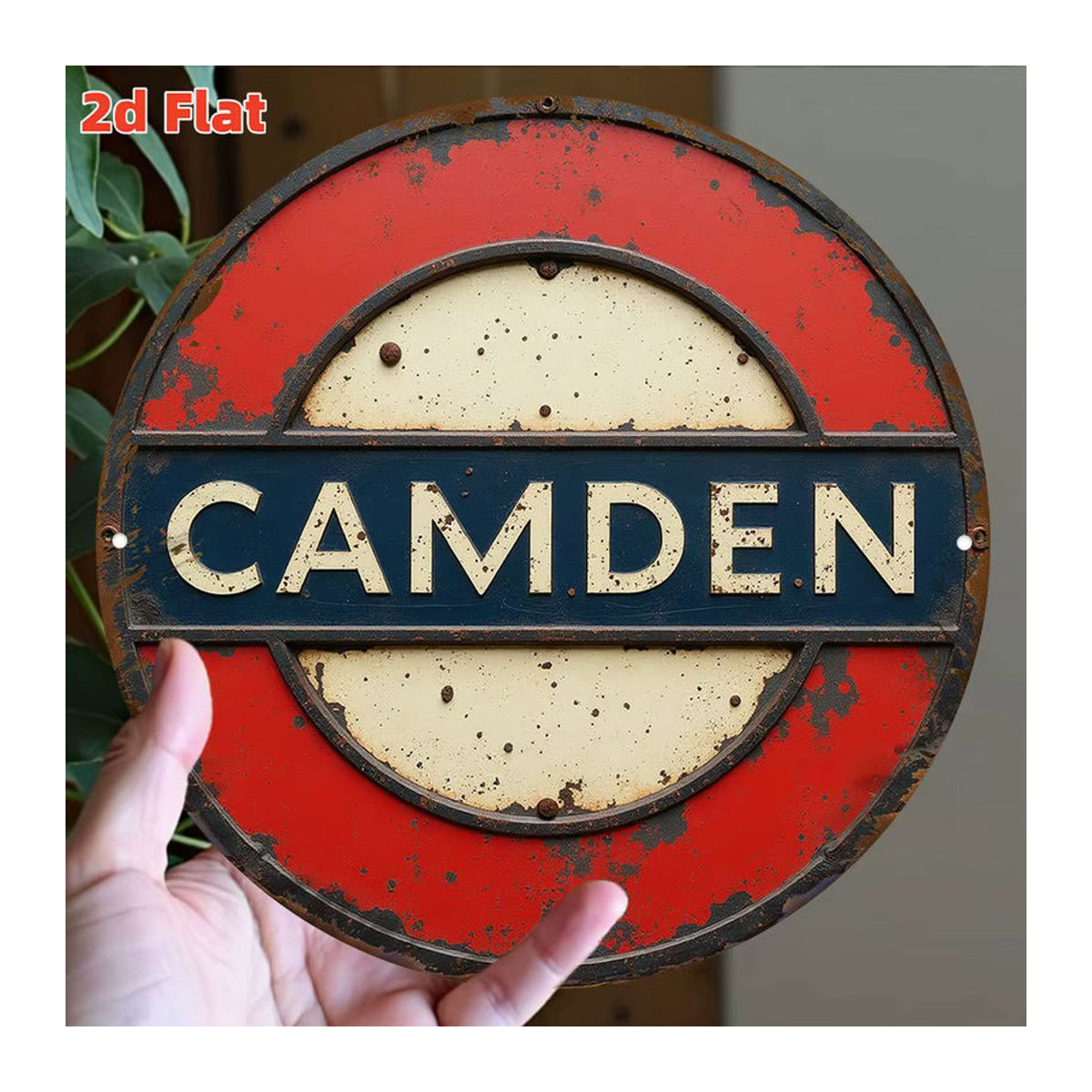 Potdemiel Vintage Camden Tube Schild, runde Metall-Wandkunst aus Aluminium, mehrfarbig, Durchmesser: 19,81 cm - Bild 3