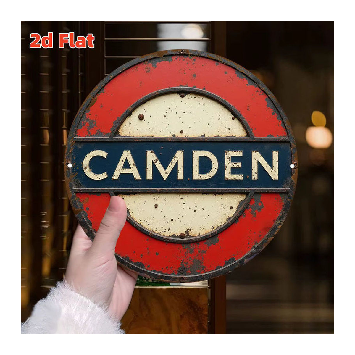 Potdemiel Vintage Camden Tube Schild, runde Metall-Wandkunst aus Aluminium, mehrfarbig, Durchmesser: 19,81 cm - Bild 4