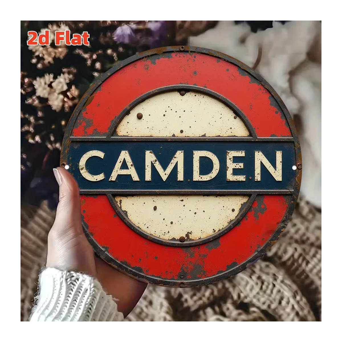 Potdemiel Vintage Camden Tube Schild, runde Metall-Wandkunst aus Aluminium, mehrfarbig, Durchmesser: 19,81 cm - Bild 5