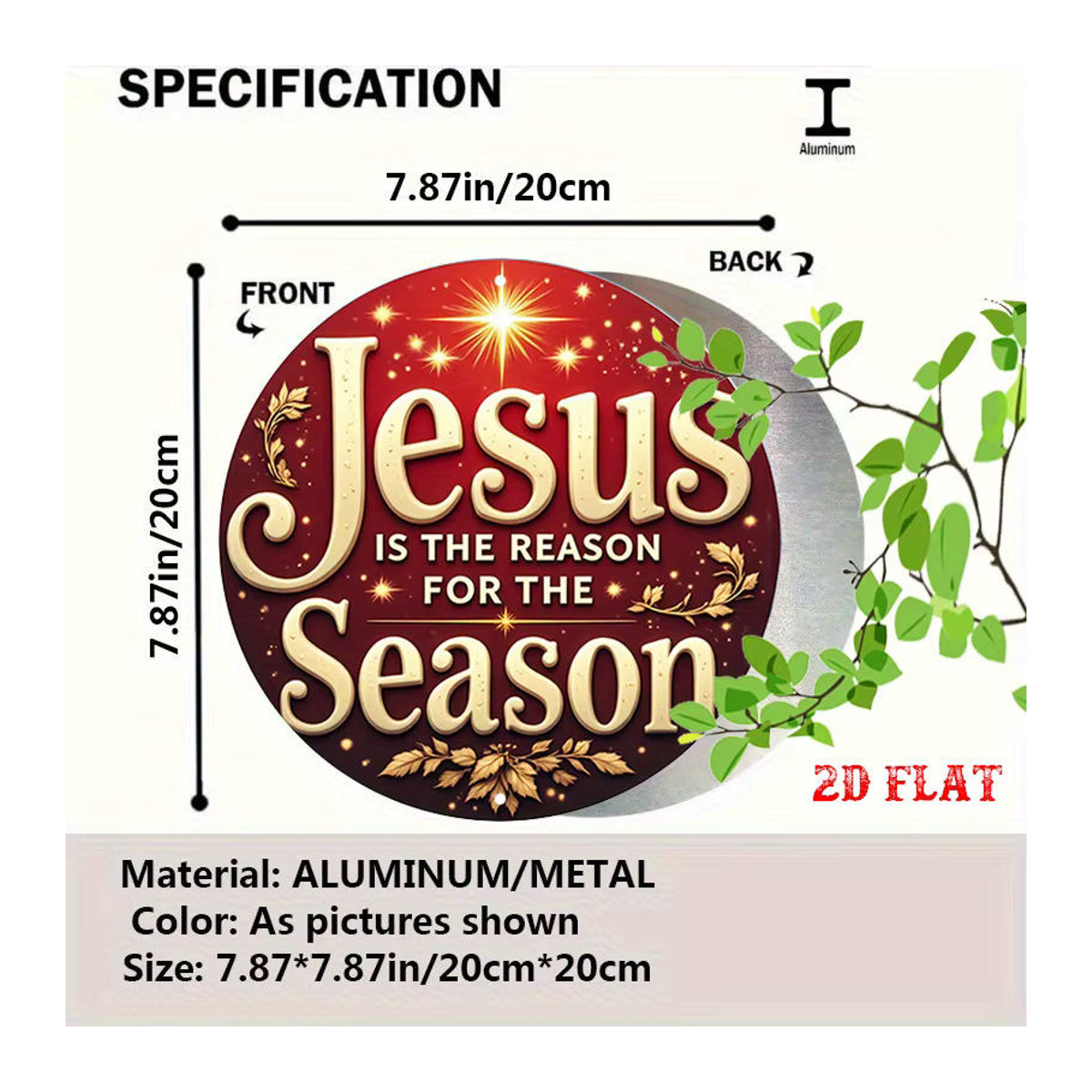 Potdemiel Vintage Christliche Metall-Wanddekoration Jesus ist der Reason für die Saison Schild in Rot mit goldenem Schriftzug und Sternen - Bild 2