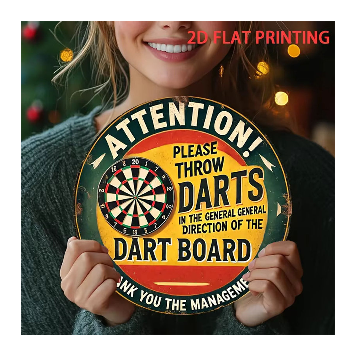 Potdemiel Vintage Dartscheiben Wanddeko aus Metall, mehrfarbig, rundes Metallposter für Bar und Garage - Bild 2