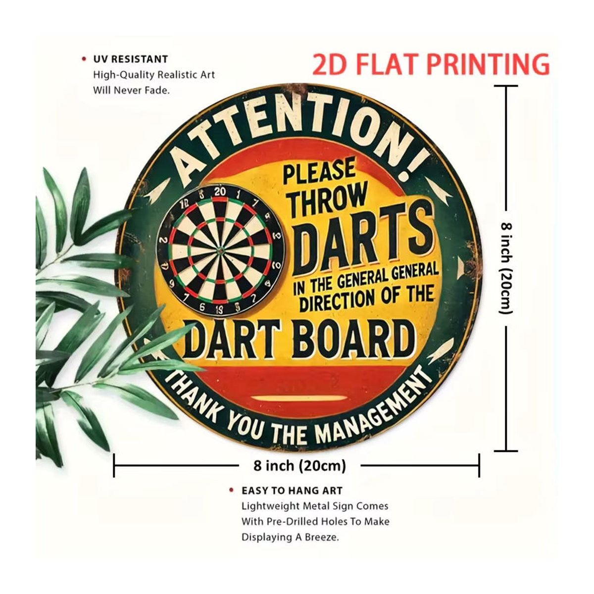 Potdemiel Vintage Dartscheiben Wanddeko aus Metall, mehrfarbig, rundes Metallposter für Bar und Garage - Bild 3