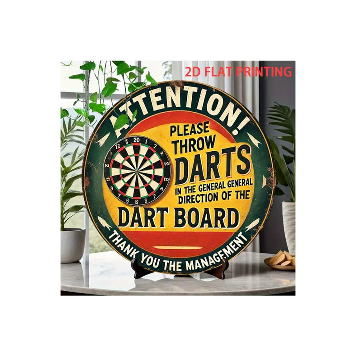 Potdemiel Vintage Dartscheiben Wanddeko aus Metall, mehrfarbig, rundes Metallposter für Bar und Garage - Bild 7