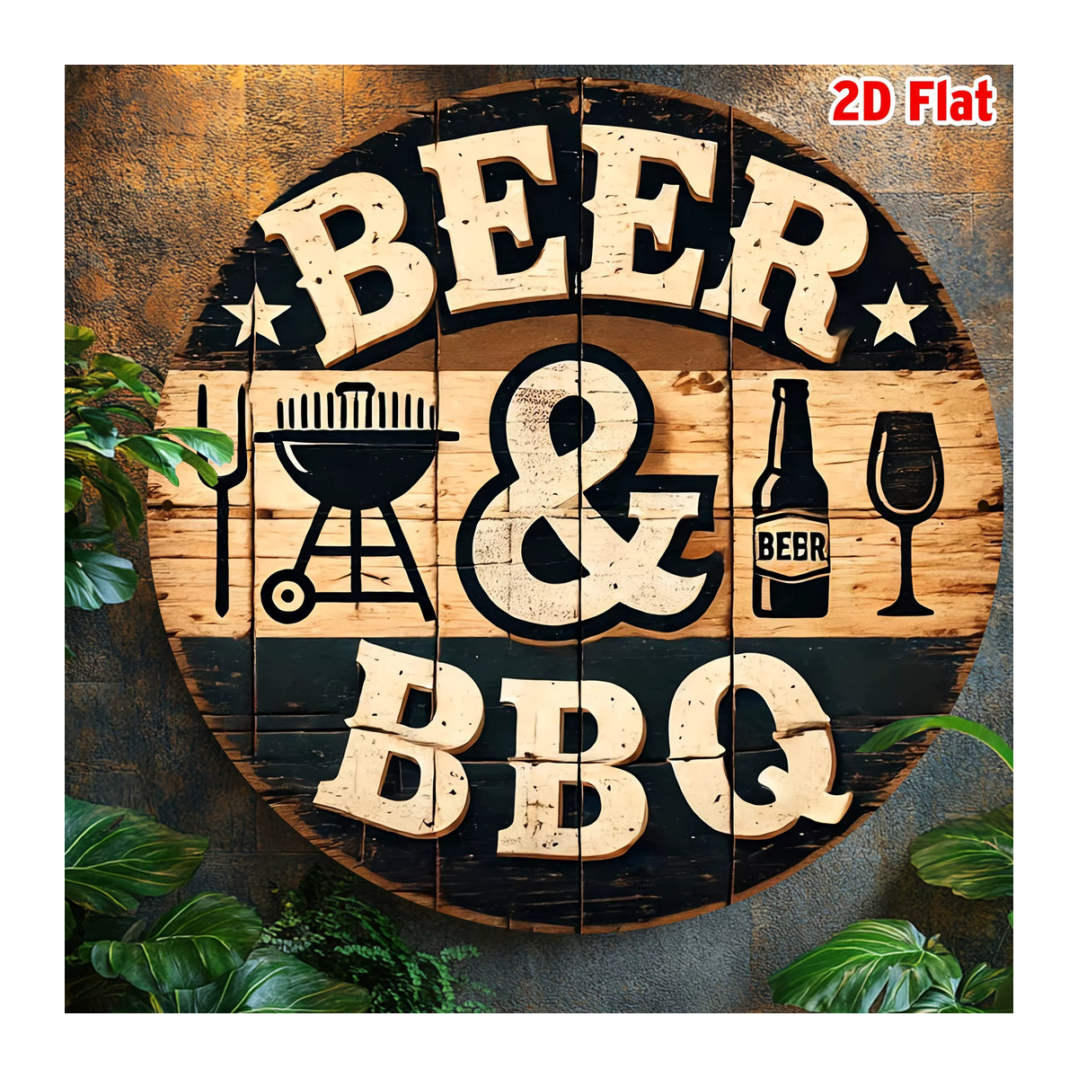 Potdemiel Vintage-Grillschild, runde dekorative Plakette im rustikalen Design, mehrfarbig - Bild 6