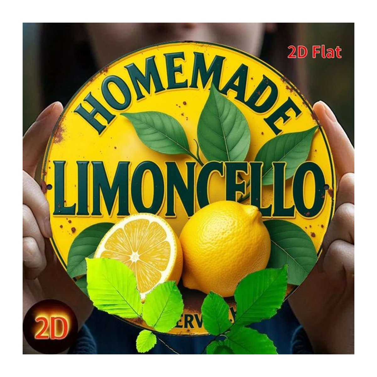 Potdemiel Vintage Hausgemachte Limoncello Metallschild, quadratisch, Gelb, B/B: 20 x 20 cm - Bild 1