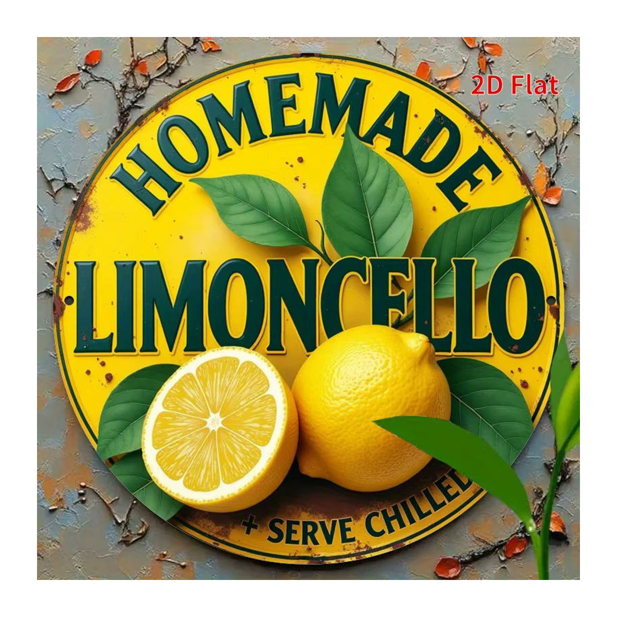 Potdemiel Vintage Hausgemachte Limoncello Metallschild, quadratisch, Gelb, B/B: 20 x 20 cm - Bild 3