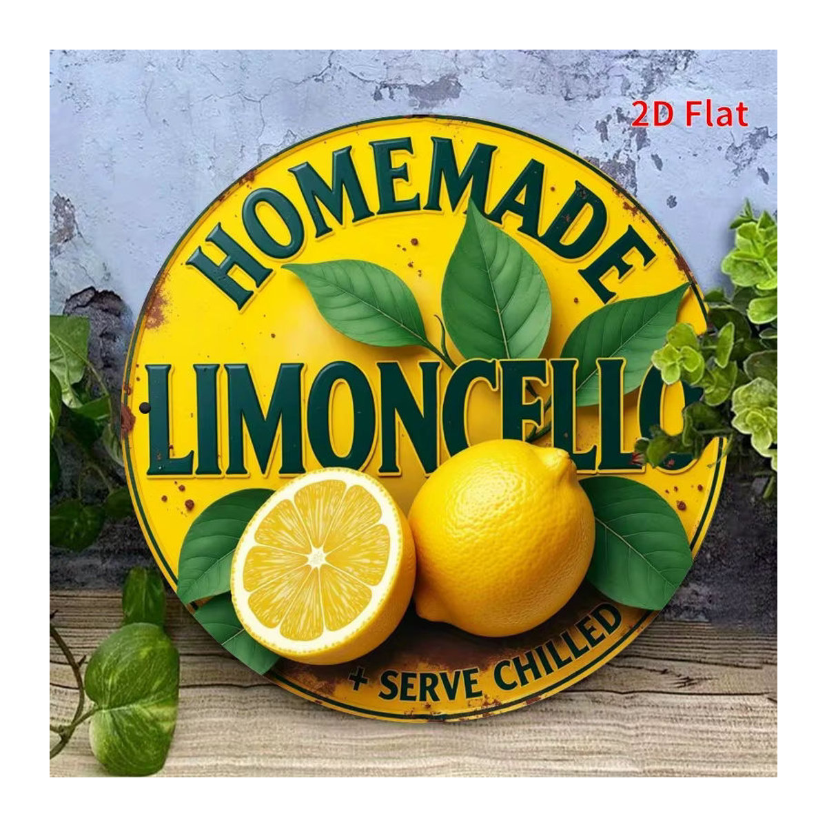 Potdemiel Vintage Hausgemachte Limoncello Metallschild, quadratisch, Gelb, B/B: 20 x 20 cm - Bild 6