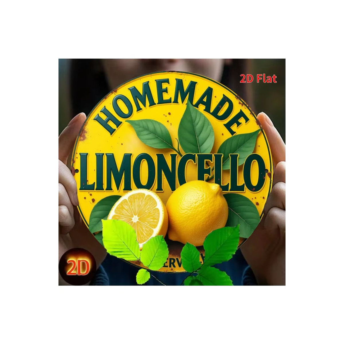 Potdemiel Vintage Hausgemachte Limoncello Metallschild, quadratisch, Gelb, B/B: 20 x 20 cm - Bild 7