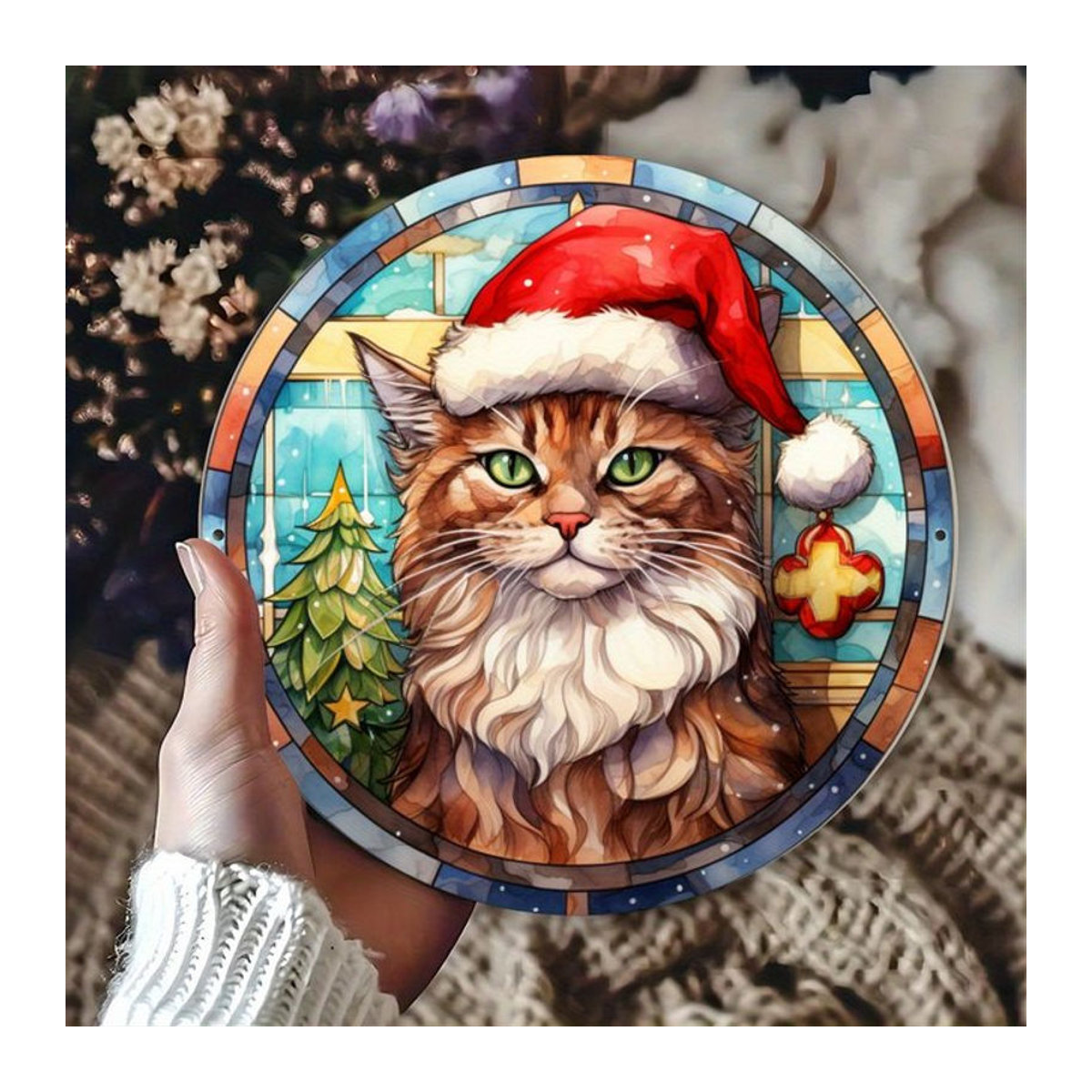 Potdemiel Vintage Katzen Metallschild rund mehrfarbig zur Wanddekoration - Bild 1