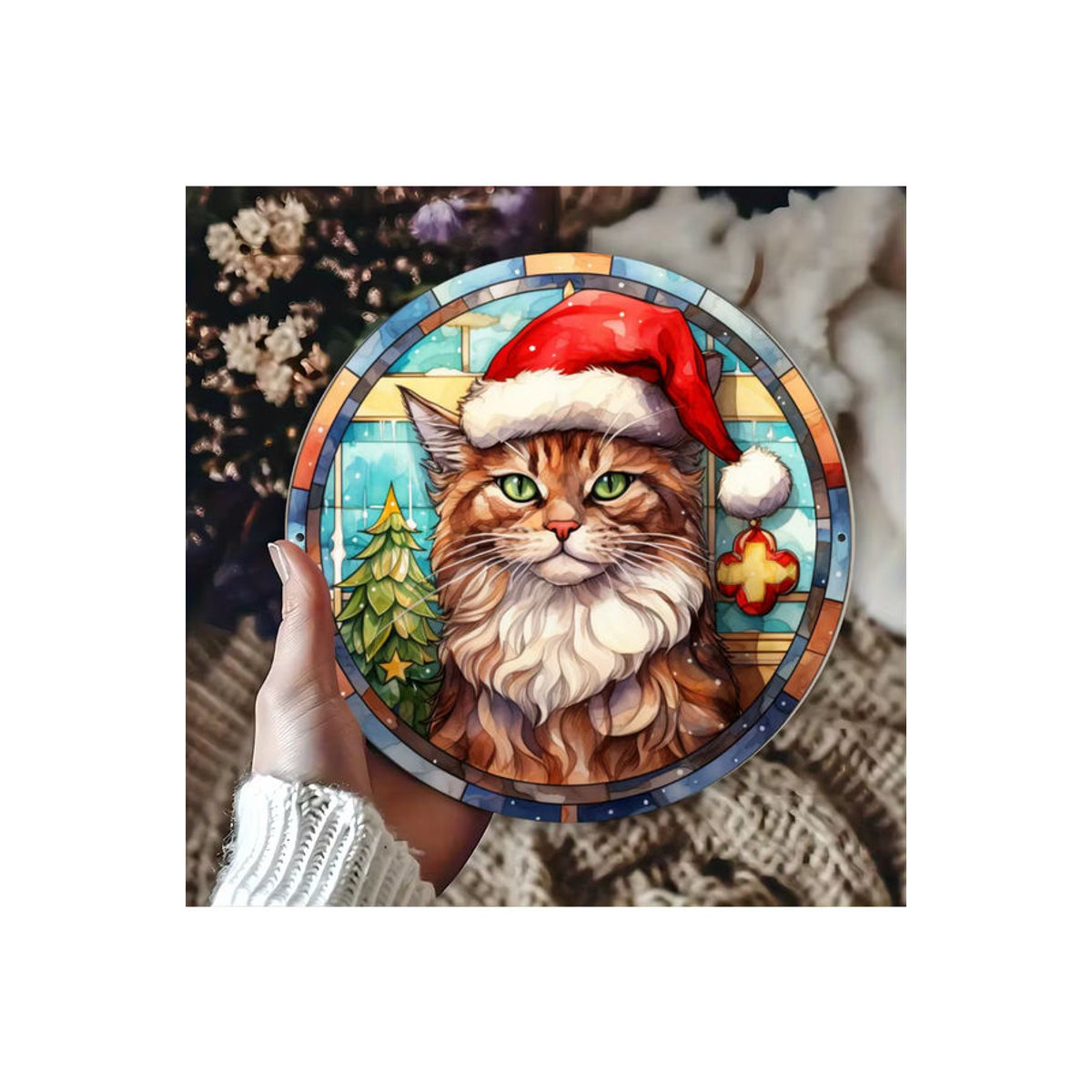 Potdemiel Vintage Katzen Metallschild rund mehrfarbig zur Wanddekoration - Bild 5