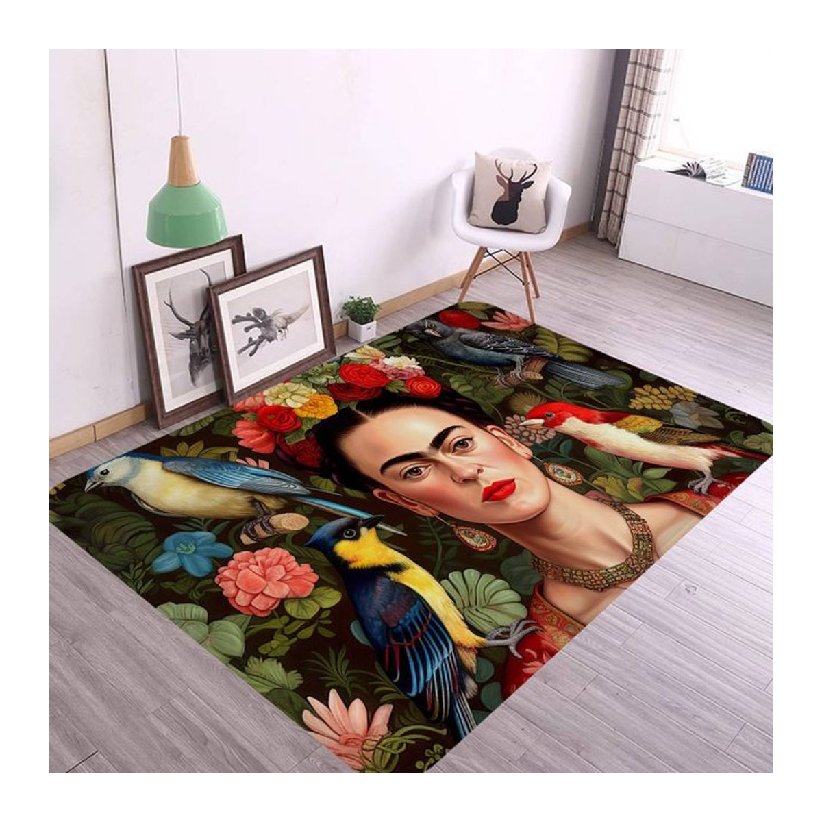 Potdemiel Vintage Künstler Frida Kahlo Fußmatte in Mehrfarbig für Kinderzimmer, Schlafzimmer und Wohnzimmer mit Anti-Rutsch-Funktion - Bild 1