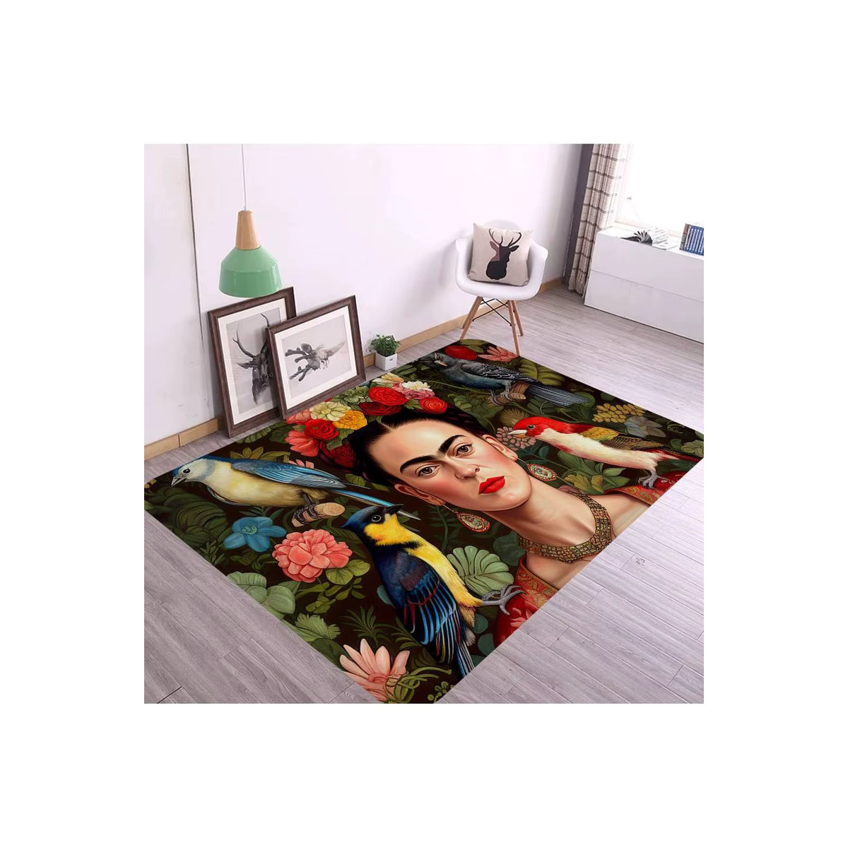 Potdemiel Vintage Künstler Frida Kahlo Fußmatte in Mehrfarbig für Kinderzimmer, Schlafzimmer und Wohnzimmer mit Anti-Rutsch-Funktion - Bild 7