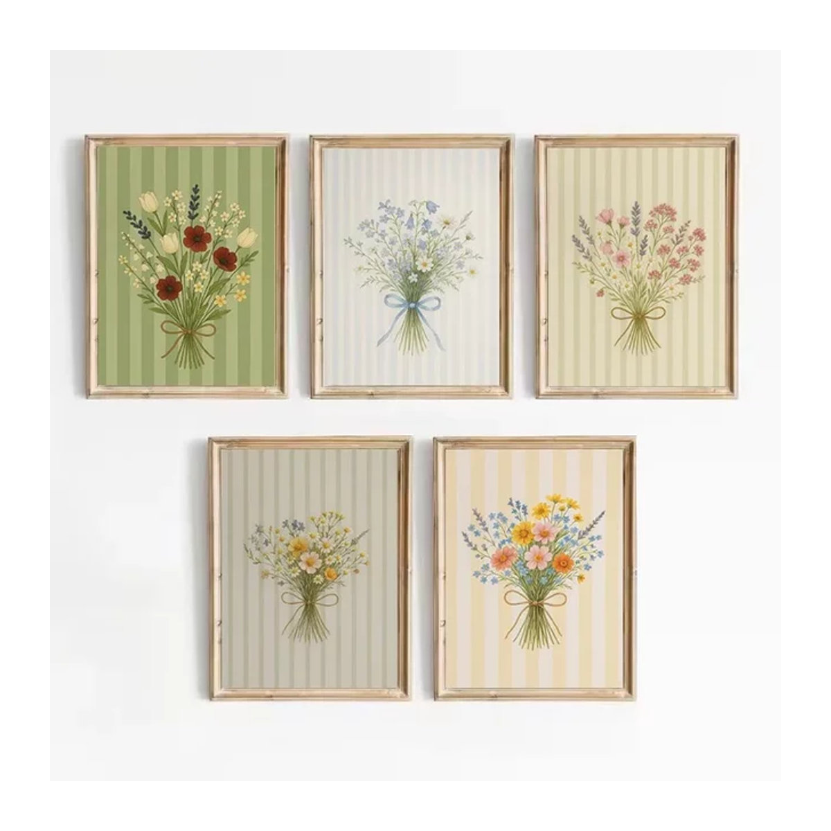 Potdemiel Vintage Lavendel Sunny Wildflower Botanische Kinderzimmer Illustration Leinwand Wandkunst in Hochformat und Mehrfarbig - Bild 1