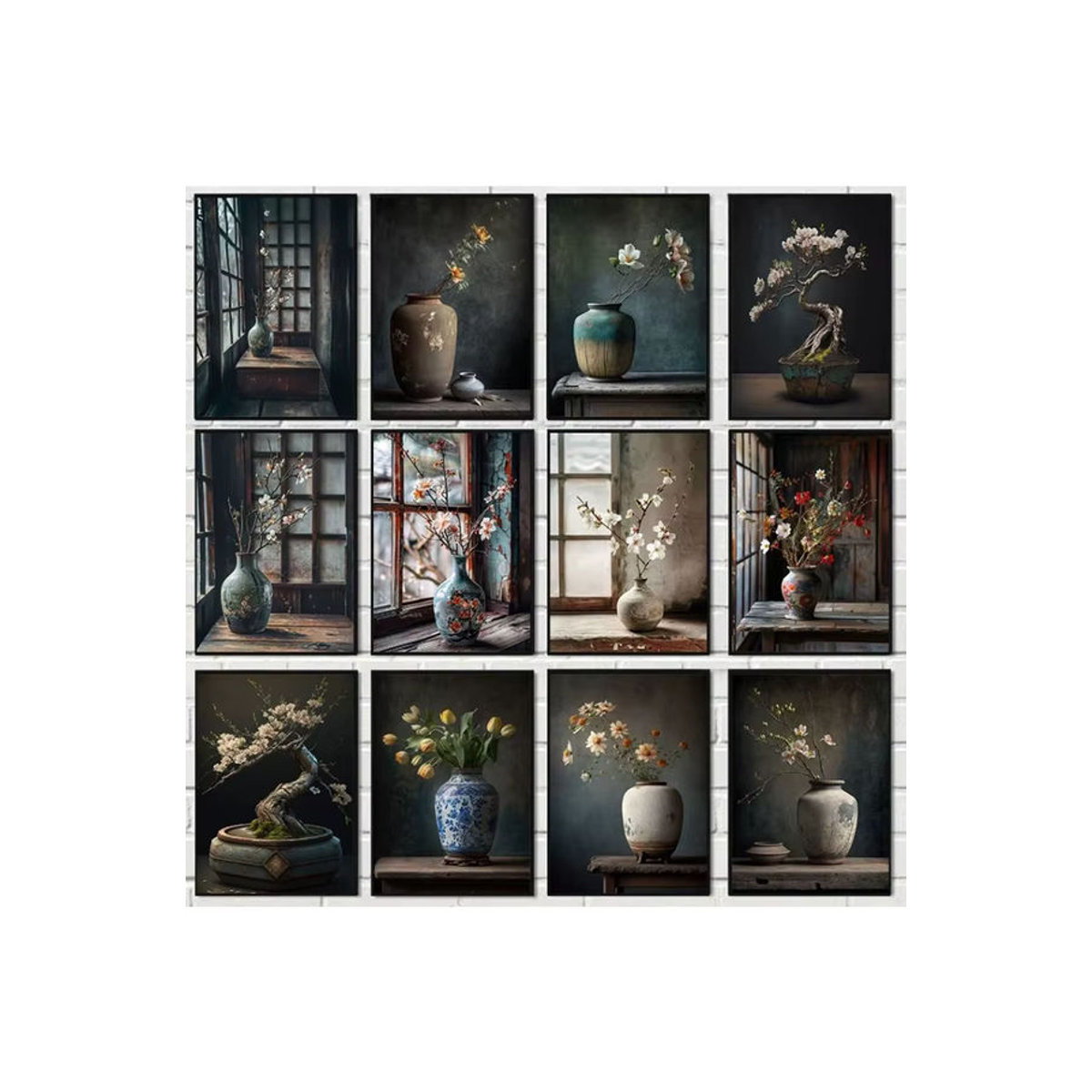 Potdemiel Vintage Leinwandgemälde mit floralem Motiv und Vase als Wanddekoration in Hochformat und Mehrfarbig - Bild 4