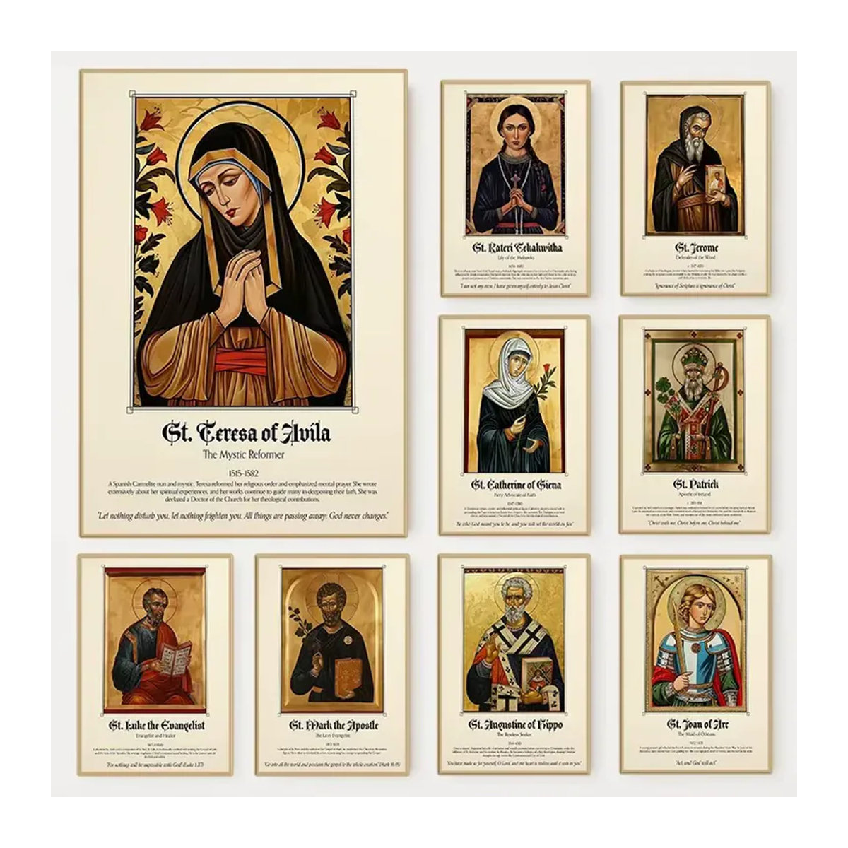 Potdemiel Vintage Leinwandgemälde mit religiösen Heiligen und Porträts in Mehrfarbig, Rechteckiges Wandbild im Hochformat - Bild 2