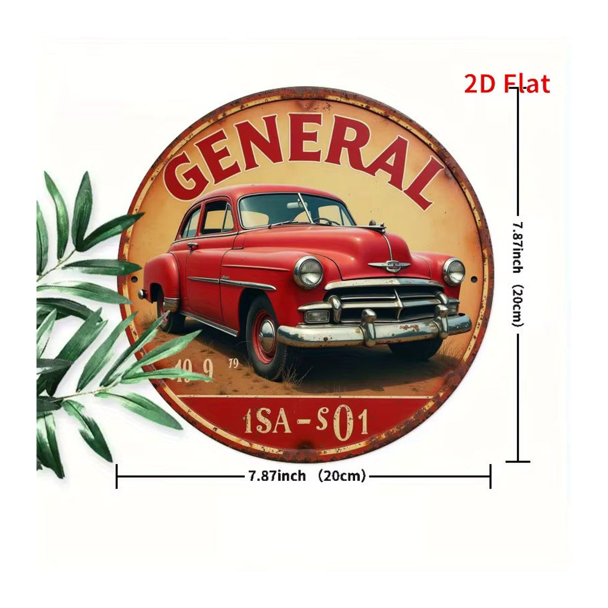 Potdemiel Vintage Metall-Wandschild rund, Rot, Racing Super General Lee Retro-Dekoration, Durchmesser: 19,8 cm - Bild 2