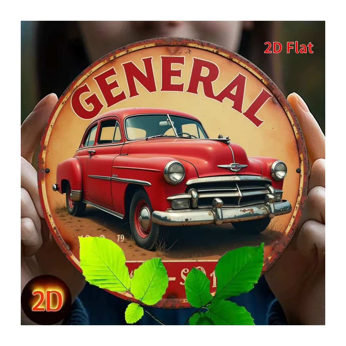 Potdemiel Vintage Metall-Wandschild rund, Rot, Racing Super General Lee Retro-Dekoration, Durchmesser: 19,8 cm - Bild 3