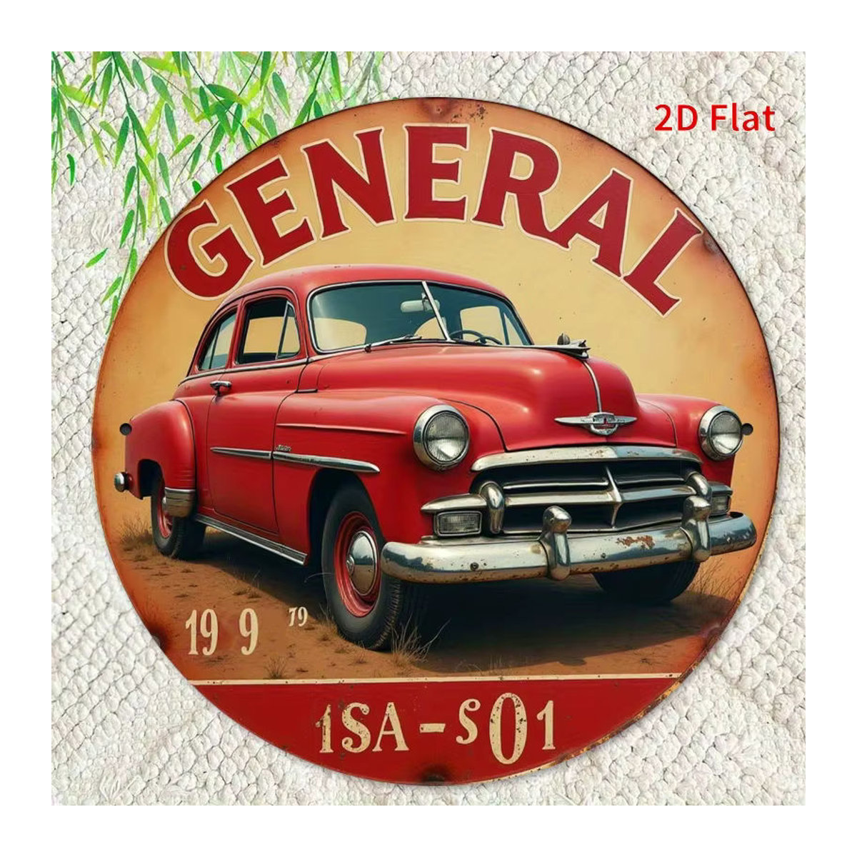 Potdemiel Vintage Metall-Wandschild rund, Rot, Racing Super General Lee Retro-Dekoration, Durchmesser: 19,8 cm - Bild 5