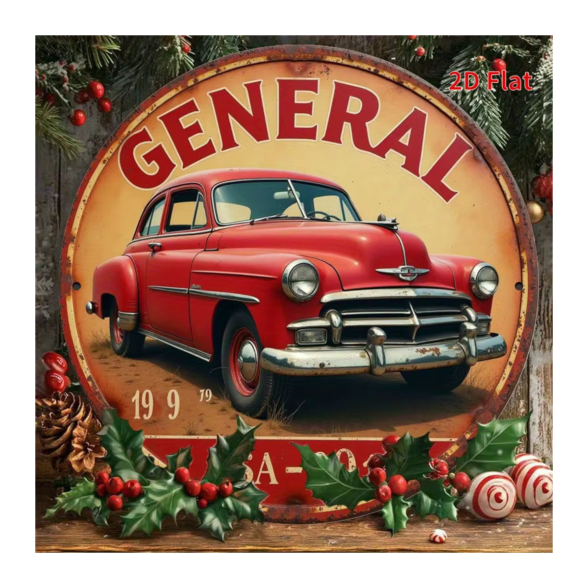 Potdemiel Vintage Metall-Wandschild rund, Rot, Racing Super General Lee Retro-Dekoration, Durchmesser: 19,8 cm - Bild 6